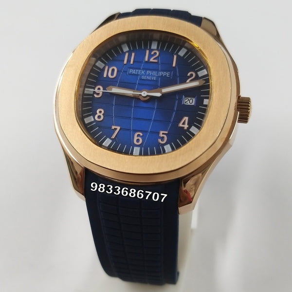 Patek Philippe Aquanaut Rose Gold Blue Dial Super High Quality Swiss Automatic Watch