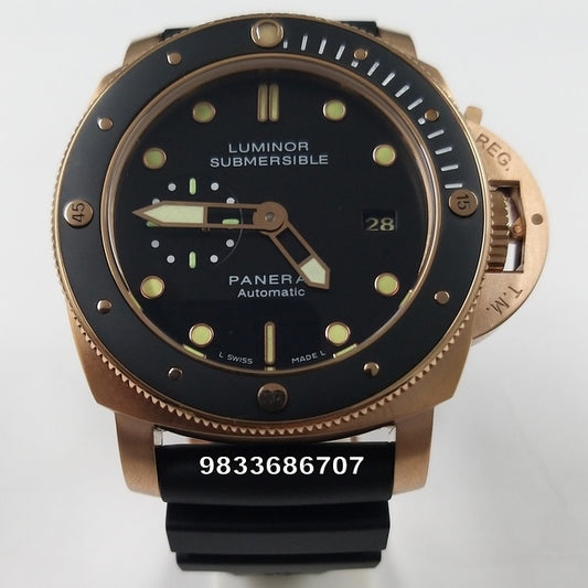 Luminor Panerai Submersible Rose Gold Black Dial Super High Quality Swiss Automatic Watch