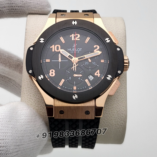 Hublot Big Bang Rose Gold Chronograph Ceramic Bezel 44mm High Quality Replica Watch