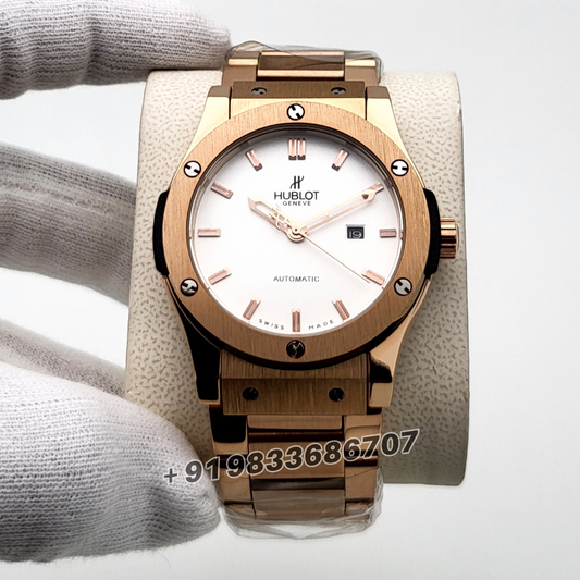 Hublot Classic Fusion Rose Gold White replica watches 