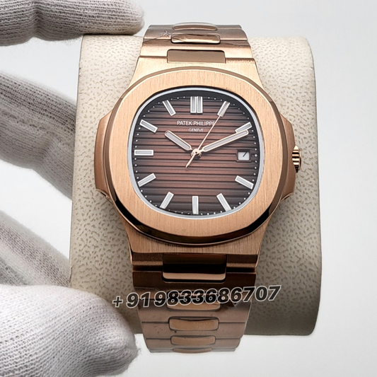 Patek Philippe Nautilus Rose Gold Brown Dial 40mm watch replicas