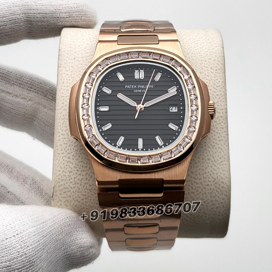 Patek Philippe Nautilus Rose Gold White Emerald watch replicas 