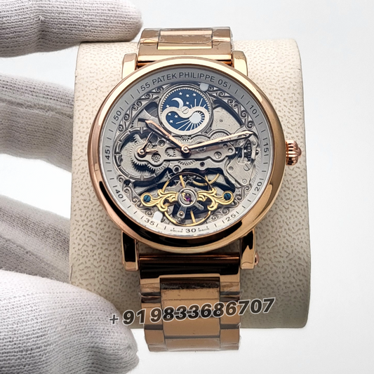 Patek Philippe Skeleton Dial Full Rose Gold replica watches