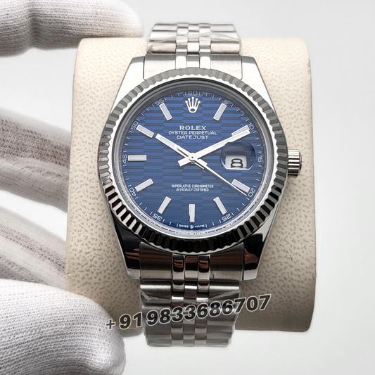 Rolex Date-just Stainless Steel_White Gold Bright Blue Dial Jubilee Bracelet 41mm replica watches 