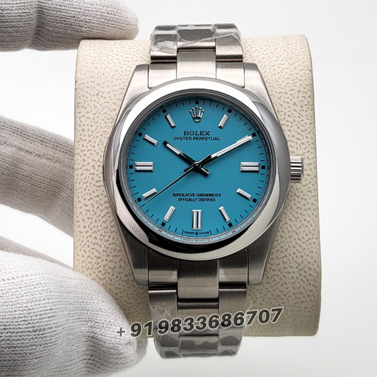 Rolex Oyster Perpetual Silver Blue Dial watch replicas