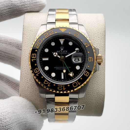 Rolex GMT Master II Dual Tone Black Dial 40mm High Quality Swiss Automatic Movement Replica Watch
