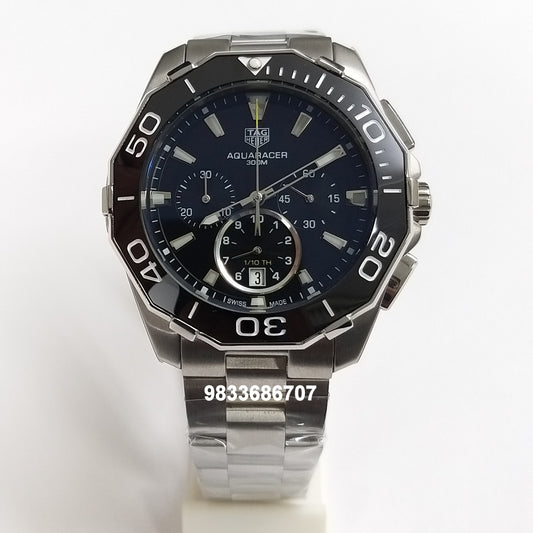 Tag Heuer Calibre Aquaracer Stainless Steel Black Dial Chronograph Super High Quality Watch