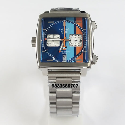 Tag Heuer Monaco Gulf Chronograph Multicolour Dial Stainless Steel Strap Super High Quality Watch