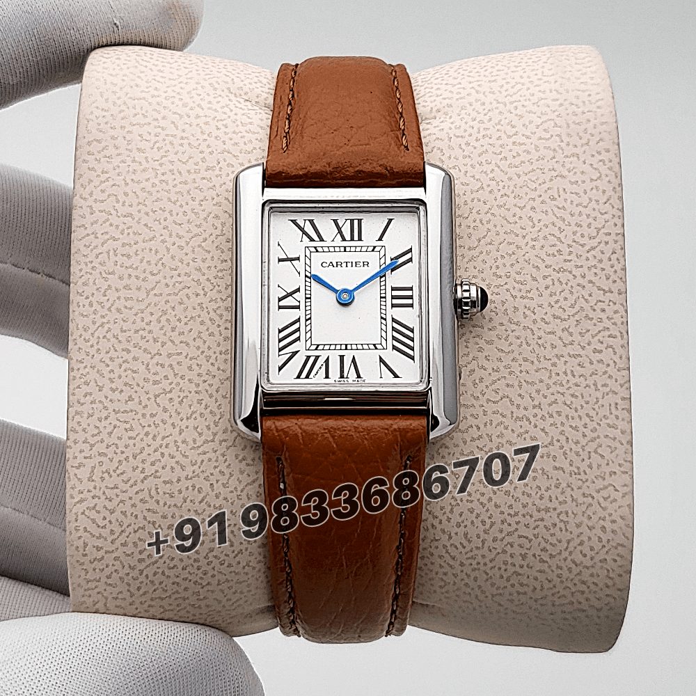 Tank Must de Cartier watch　純正レザーベルト Cartier Tank Must de White Dial Brown Leather Strap High Quality